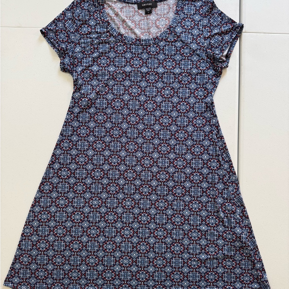 Karen Kane Blue and Red Patterned Dress